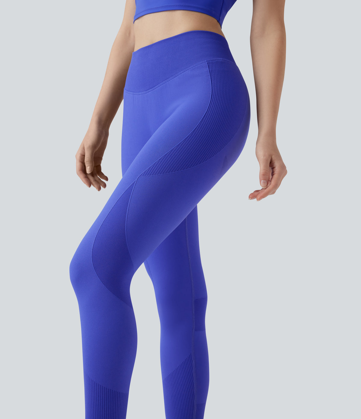 Seamless Flow High Waisted Yoga Leggings — Glass Blue — view 6
