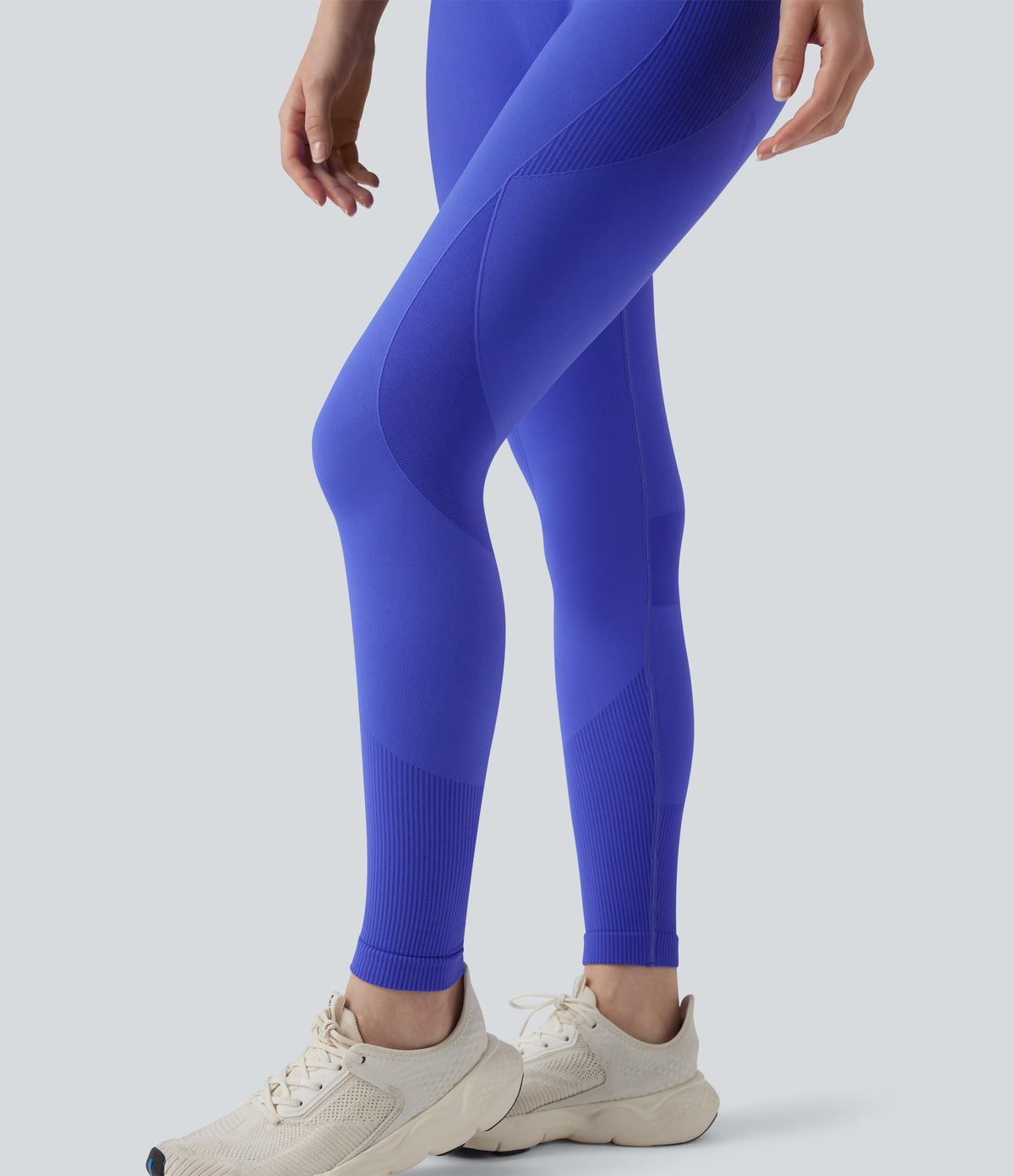 Seamless Flow High Waisted Yoga Leggings — Glass Blue — view 7