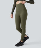 Extra Heat Ultra High-Waist Tummy Control Training Leggings with Pockets — Grass Grey Green — view 3