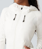 Reflective Hooded Running Down Jacket with Pockets — White — view 5