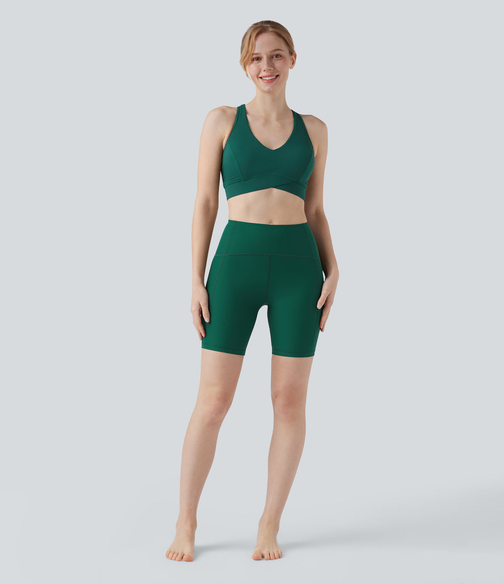 Land to Water High Waisted Bikini Bottoms 7'' with Pocket — Aventurine — view 6
