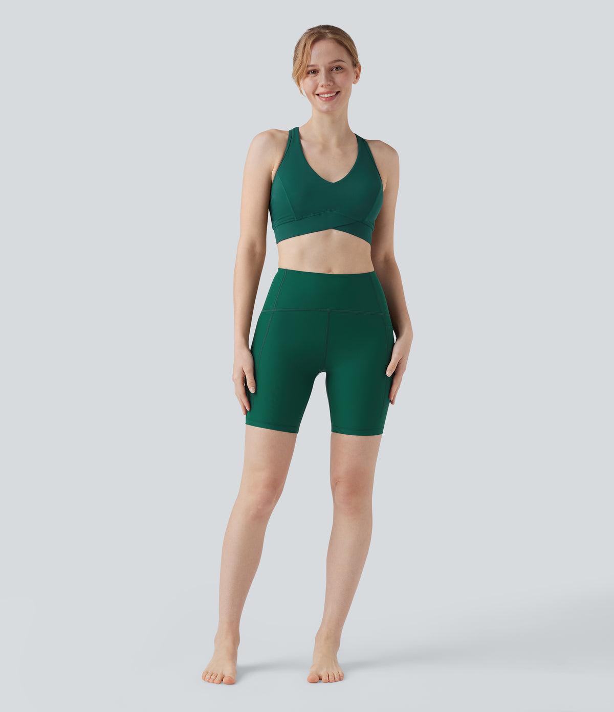 Land to Water High Waisted Bikini Bottoms 7'' with Pocket — Aventurine — view 6