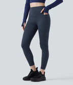 Heat High Waisted Scrunch Butt Lifting Tummy Control Warming Yoga Leggings with Pockets — Blueberry — view 4