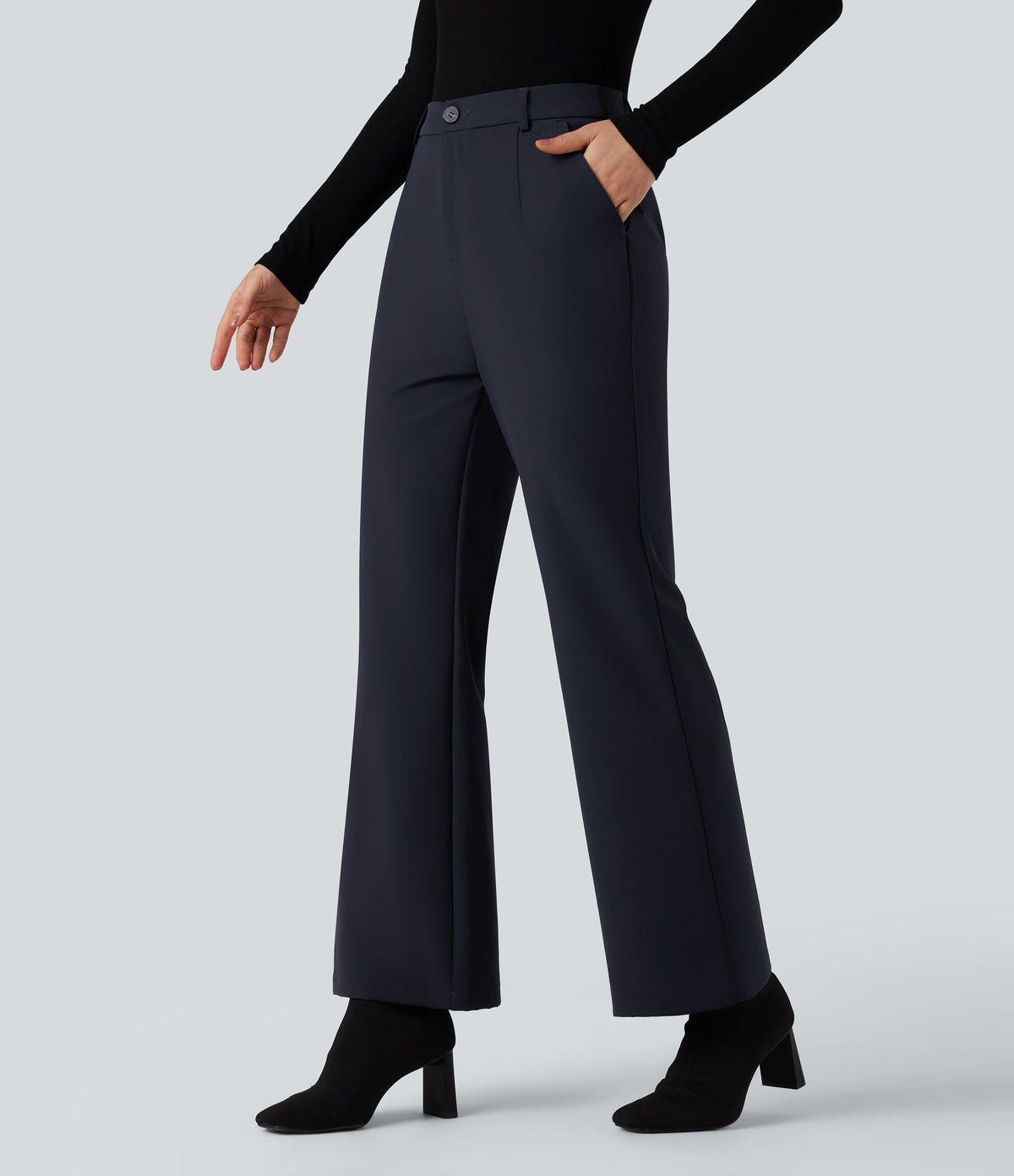 High Waisted Work Bootcut Trousers with Pockets — Seaborne — view 1