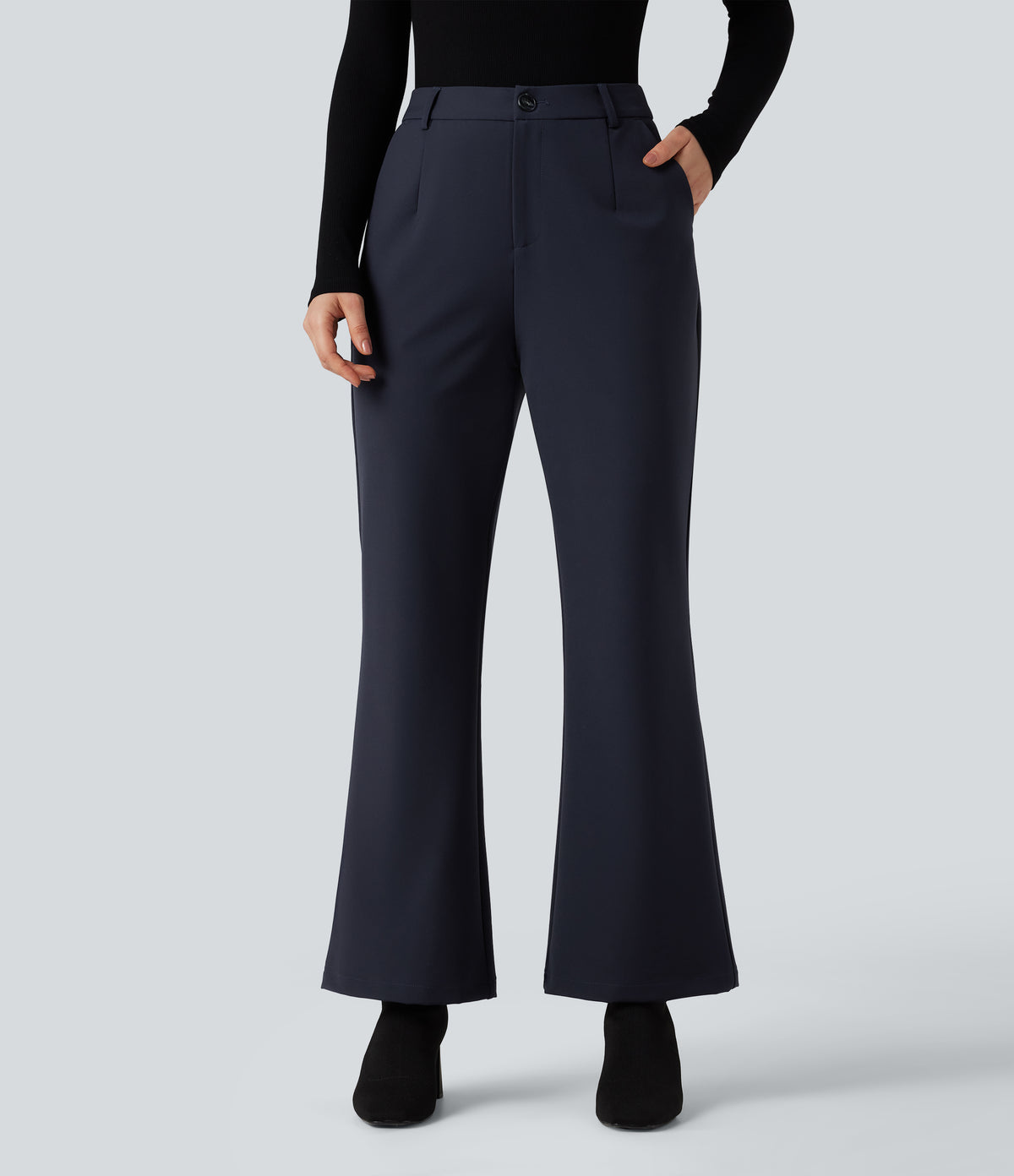 High Waisted Work Bootcut Trousers with Pockets — Seaborne — view 3