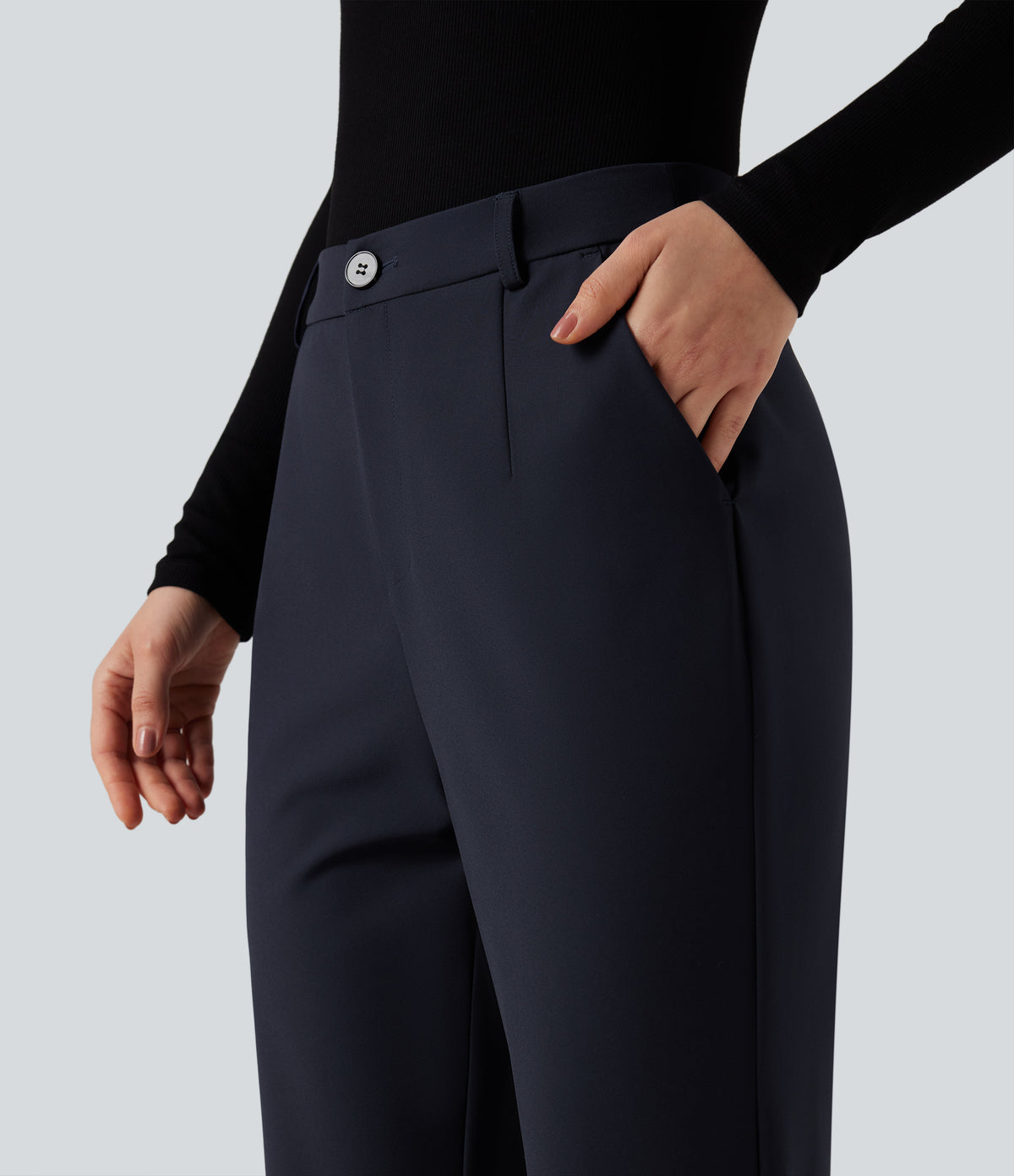High Waisted Work Bootcut Trousers with Pockets — Seaborne — view 4