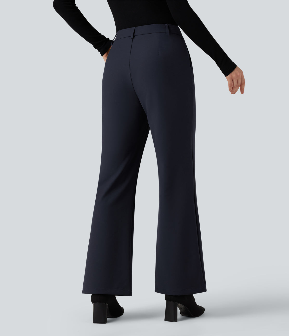 High Waisted Work Bootcut Trousers with Pockets — Seaborne — view 2