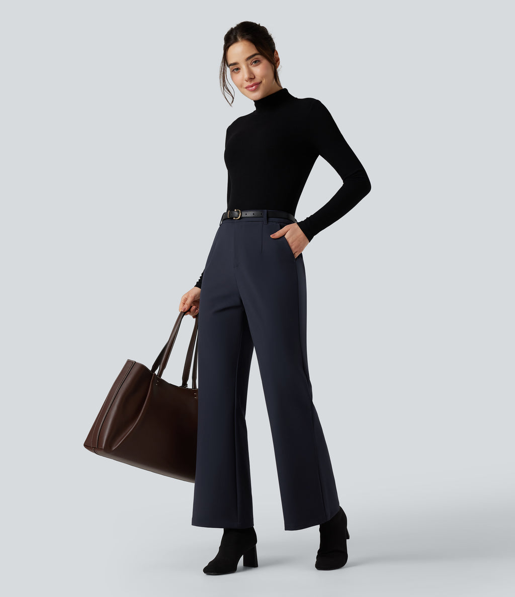 High Waisted Work Bootcut Trousers with Pockets — Seaborne — view 7