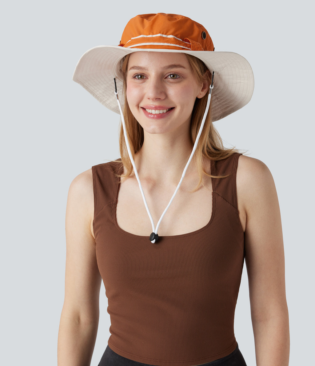 Wide Brim Adjustable Casual Sun Hat-UPF40+ — Jaffa Orange — view 1