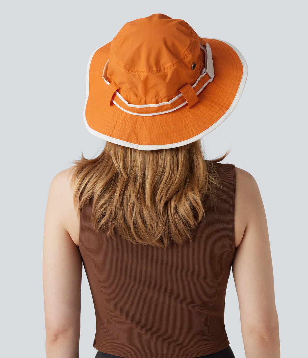 Wide Brim Adjustable Casual Sun Hat-UPF40+ — Jaffa Orange — view 2