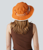 Wide Brim Adjustable Casual Sun Hat-UPF40+ — Jaffa Orange — view 2