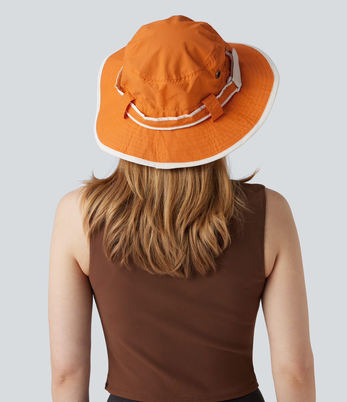 Wide Brim Adjustable Casual Sun Hat-UPF40+ — Jaffa Orange — view 2