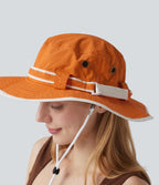 Wide Brim Adjustable Casual Sun Hat-UPF40+ — Jaffa Orange — view 5