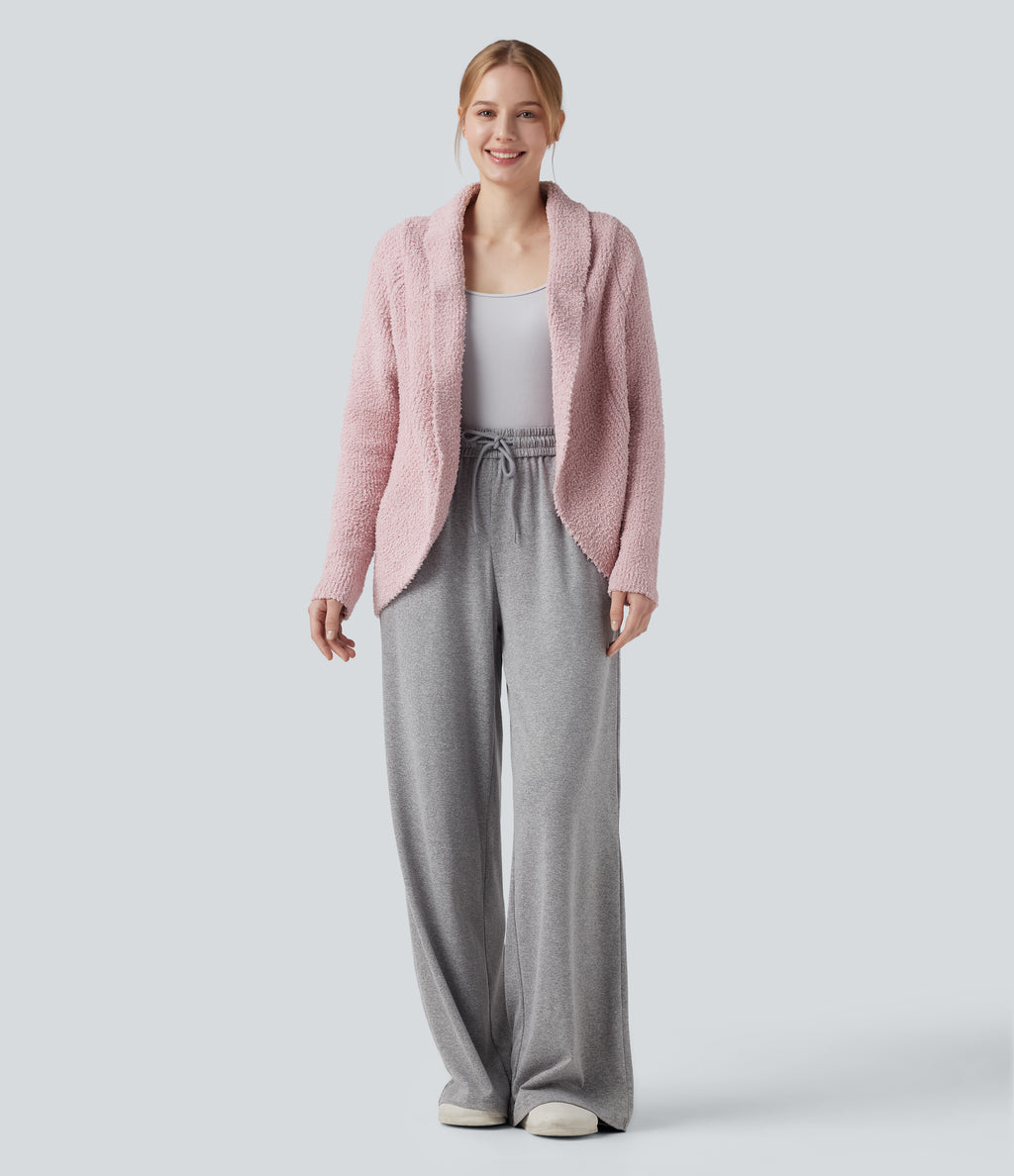 Shawl Collar Raglan Long Sleeve Casual Cardigan — Potpourri — view 5