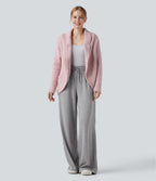 Shawl Collar Raglan Long Sleeve Casual Cardigan — Potpourri — view 5