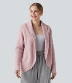Shawl Collar Raglan Long Sleeve Casual Cardigan — Potpourri — view 3