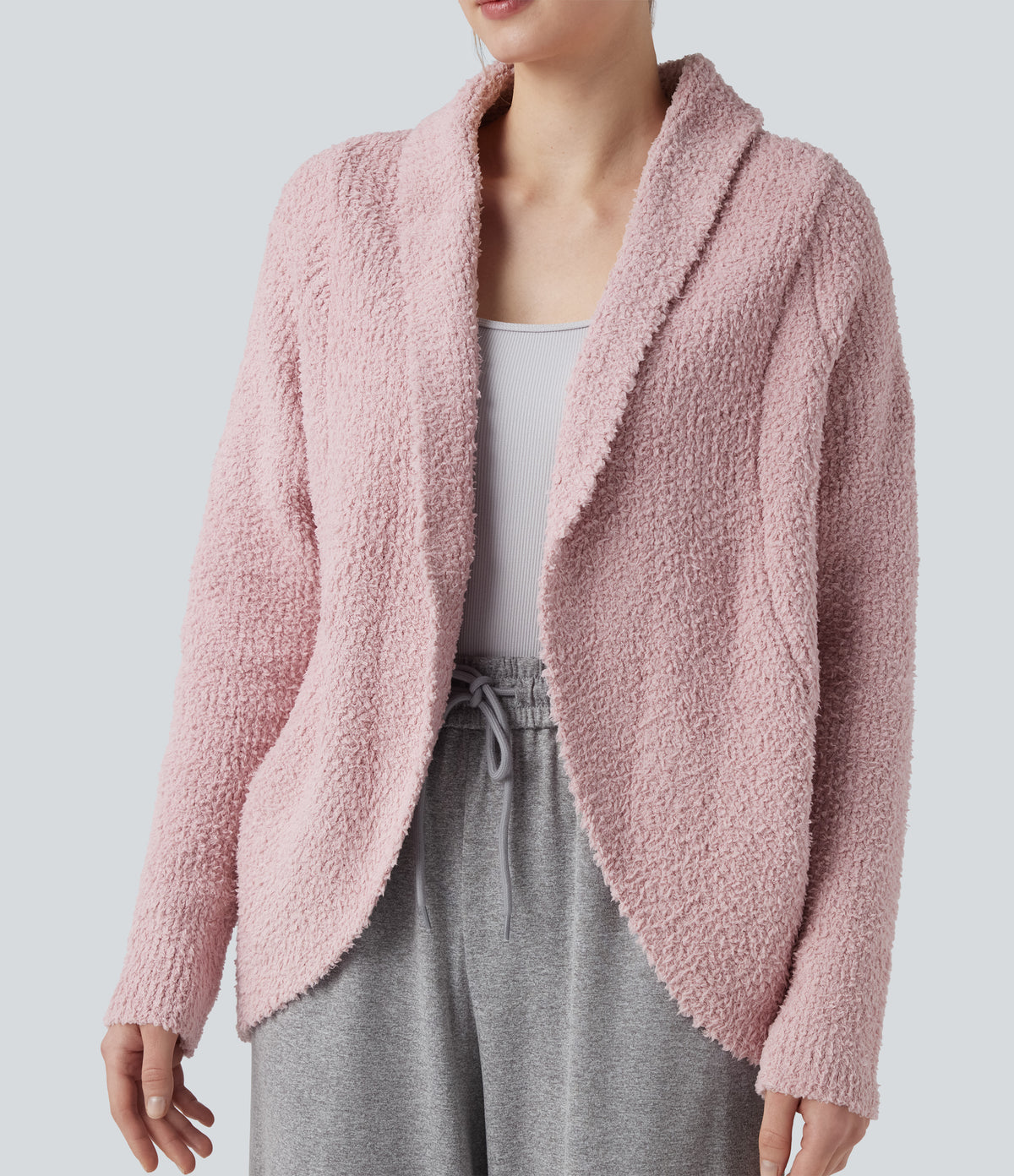 Shawl Collar Raglan Long Sleeve Casual Cardigan — Potpourri — view 4