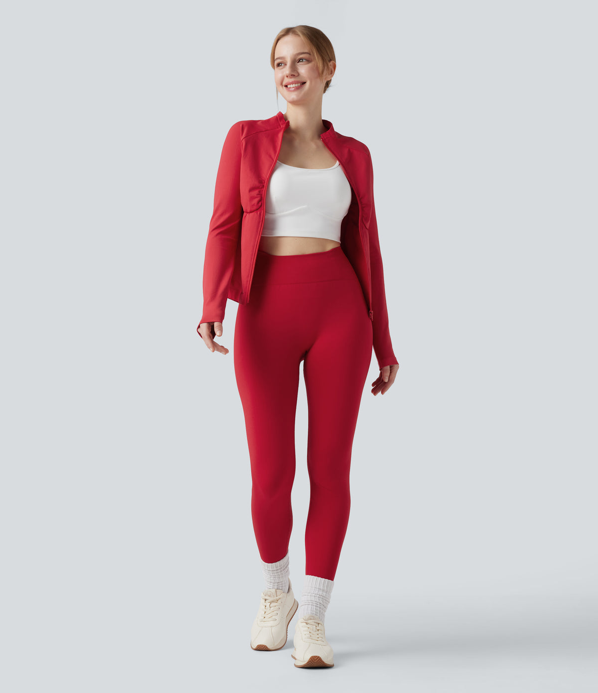 Seamless Flow High Waisted Butt Lifting Yoga 7/8 Leggings — Equestrian Red — view 6