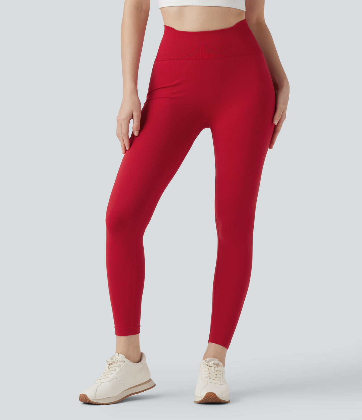 Seamless Flow High Waisted Butt Lifting Yoga 7/8 Leggings — Equestrian Red — view 3