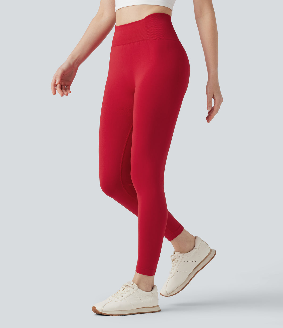 Seamless Flow High Waisted Butt Lifting Yoga 7/8 Leggings — Equestrian Red — view 2