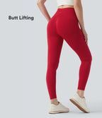 Seamless Flow High Waisted Butt Lifting Yoga 7/8 Leggings — Equestrian Red — view 1