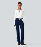 Henley Long Sleeve Casual Top — White — view 5