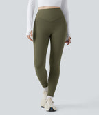 Extra Heat High Waisted Scrunch Butt Lifting Tummy Control Yoga Leggings with Pockets — Grass Grey Green — view 2