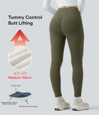 Extra Heat High Waisted Scrunch Butt Lifting Tummy Control Yoga Leggings with Pockets — Grass Grey Green — view 1
