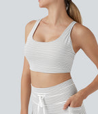 Low Support U Neck Cut Out Stripes Yoga Sports Bra DD-F Cups — Zebra Ripple — view 4