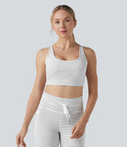 Low Support U Neck Cut Out Stripes Yoga Sports Bra DD-F Cups — Zebra Ripple — view 3