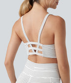 Low Support U Neck Cut Out Stripes Yoga Sports Bra DD-F Cups — Zebra Ripple — view 5