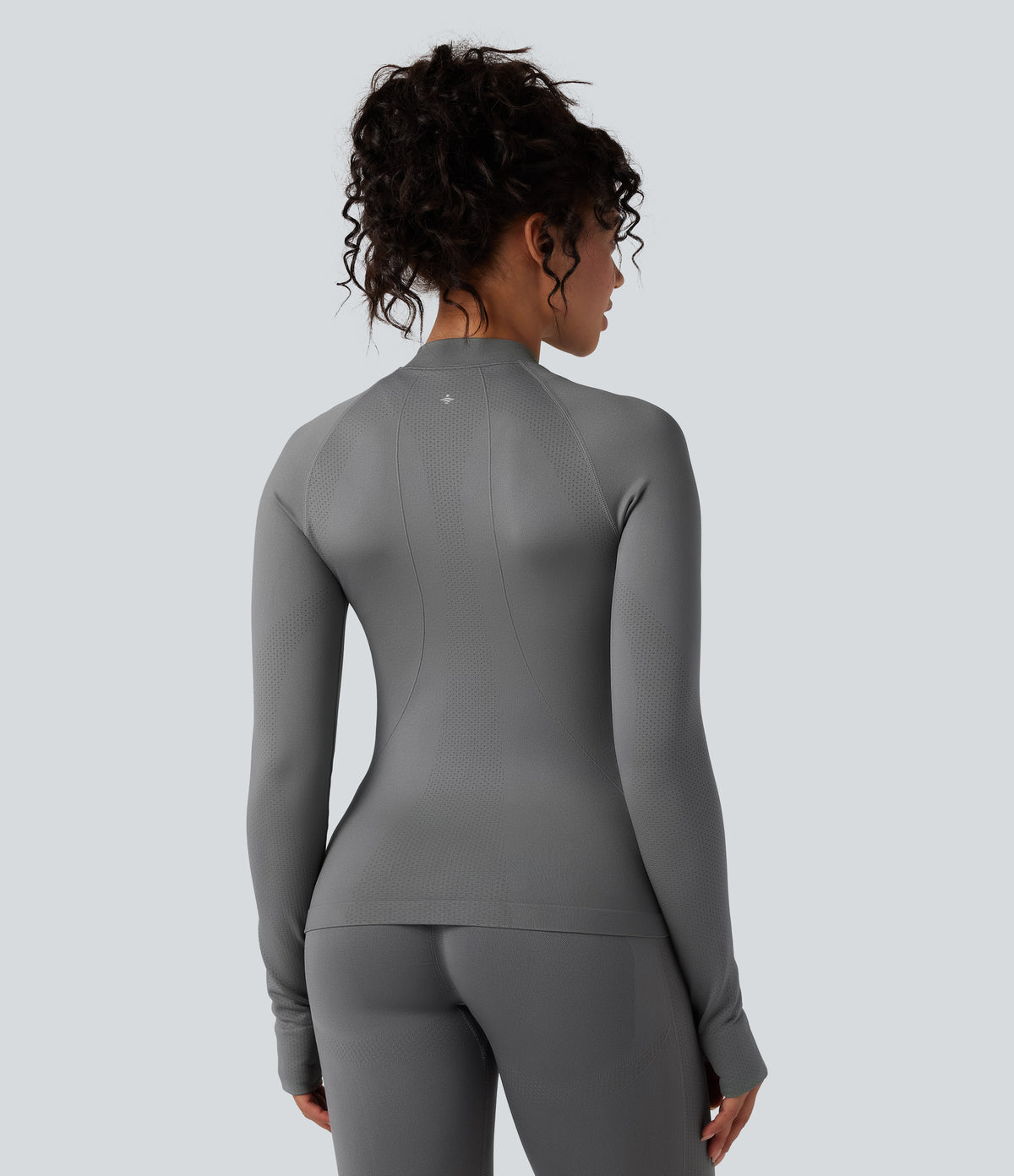 Seamless Flow Zipper Long Sleeve Thumb Hole Yoga Jacket — Eiffel Tower — view 2