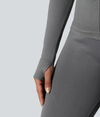 Seamless Flow Zipper Long Sleeve Thumb Hole Yoga Jacket — Eiffel Tower — view 6