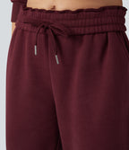 High-waisted Drawstring Fleece Casual Cotton Trousers with Pockets — Chocolate Truffle — view 4