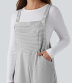 Adjustable Straps Stripes Wide Leg Casual Dungarees with Pockets — Zebra Ripple — view 5