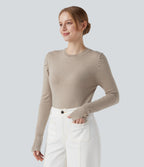 Round Neck Long Sleeve Work Jumper — Island Fossil — view 1