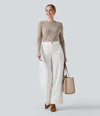 Round Neck Long Sleeve Work Jumper — Island Fossil — view 7