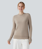 Round Neck Long Sleeve Work Jumper — Island Fossil — view 6