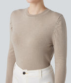 Round Neck Long Sleeve Work Jumper — Island Fossil — view 5