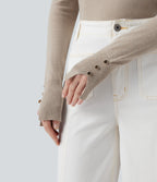Round Neck Long Sleeve Work Jumper — Island Fossil — view 4