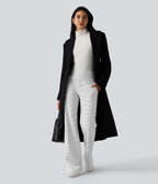 Mid Rise Stripes Work Flared Trousers with Zip Pockets — Zebra Ripple — view 6