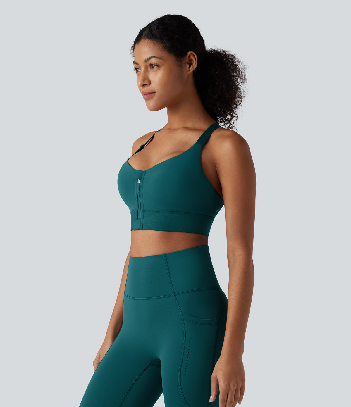 SpeedWave Medium Support Zipper Quick Dry Running Sports Bra — Spruced-up — view 4