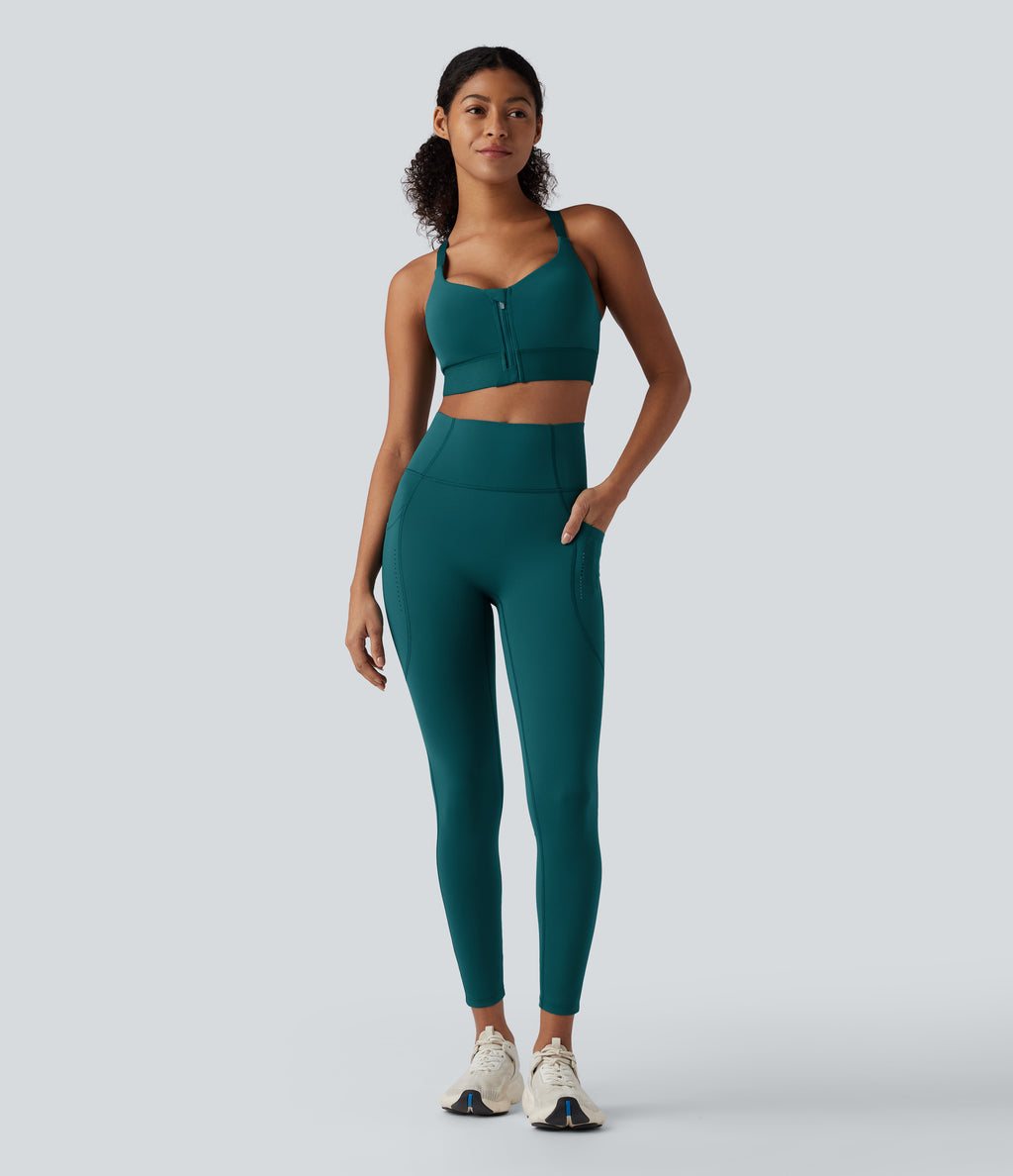 SpeedWave Medium Support Zipper Quick Dry Running Sports Bra — Spruced-up — view 6