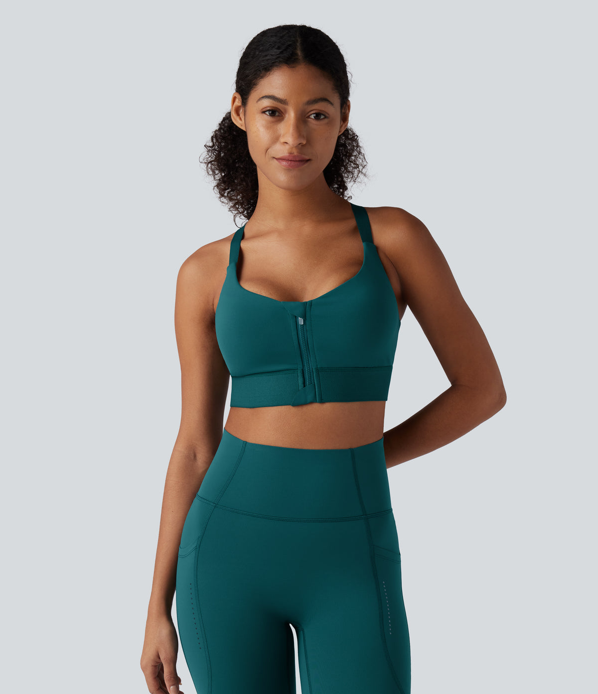 SpeedWave Medium Support Zipper Quick Dry Running Sports Bra — Spruced-up — view 3