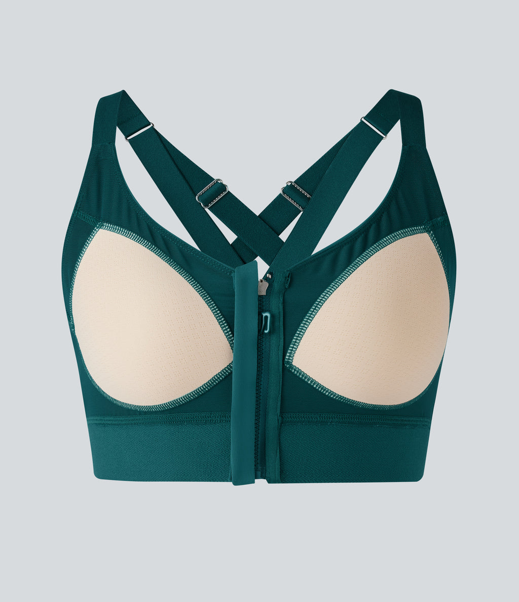 SpeedWave Medium Support Zipper Quick Dry Running Sports Bra — Spruced-up — view 8