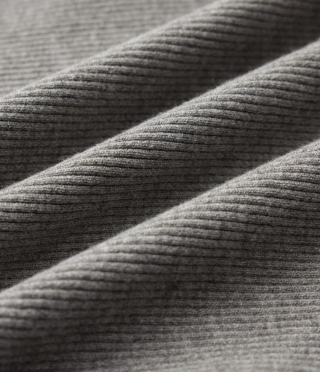 Ribbed Knit Round Neck Half Sleeve Work Jumper — Silent Storm — view 7