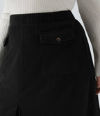 Mid Rise Midi Corduroy Casual Plus Size Skirt with Pockets — Black — view 4