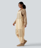 Adjustable Straps Casual Sherpa Dungarees with Pockets — Shortbread — view 3