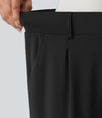 High Waisted Tapered Work Trousers with Pockets — Black — view 6