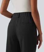 High Waisted Tapered Work Trousers with Pockets — Black — view 5